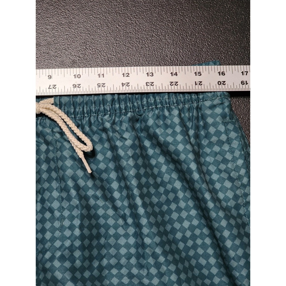 Goodfellow & Co Swim Trunks Checkerboard Geometric Print Medium Teal - Picture 4 of 9